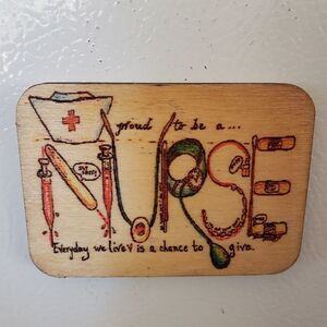 Retro, Wood Refrigerator Magnet / mini wall hanging. Nurse